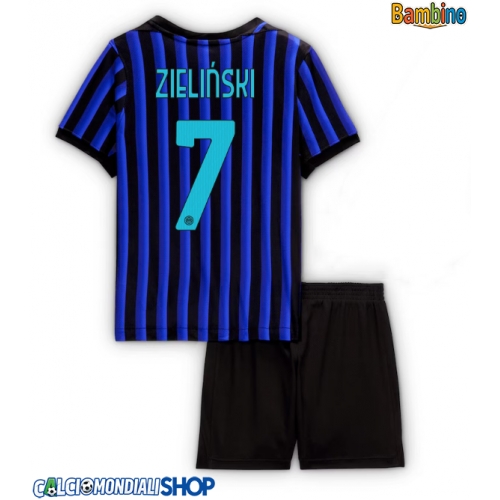 Maglie da calcio Inter Milan Piotr Zielinski #7 Prima Maglia Bambino 2025-26 Manica Corta + Pantaloni corti)